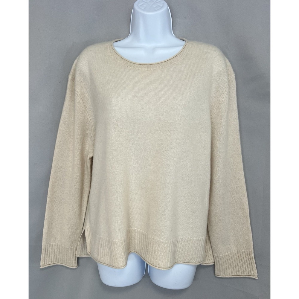 Rachel Zoe Cream Crewneck Cashmere-Blend Sweater